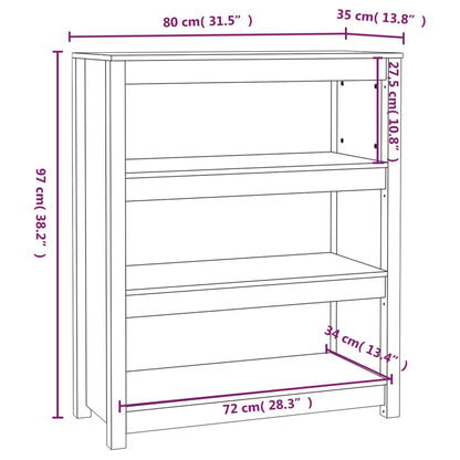 Berkfield Book Cabinet White 80x35x97 cm Solid Wood Pine