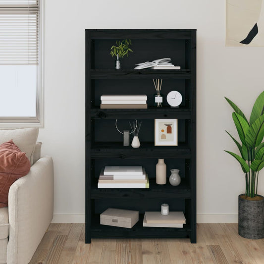 Berkfield Book Cabinet Black 80x35x154 cm Solid Wood Pine