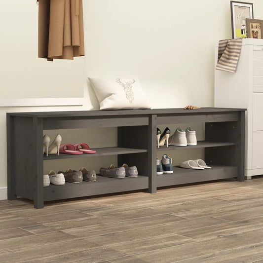 Berkfield Shoe Bench Grey 160x36.5x50 cm Solid Wood Pine