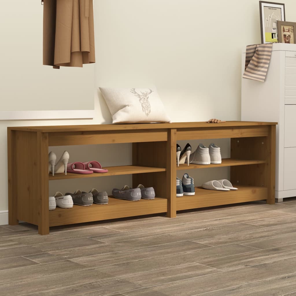 Berkfield Shoe Bench Honey Brown 160x36.5x50 cm Solid Wood Pine