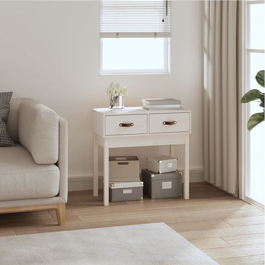 Berkfield Console Table White 76.5x40x75 cm Solid Wood Pine