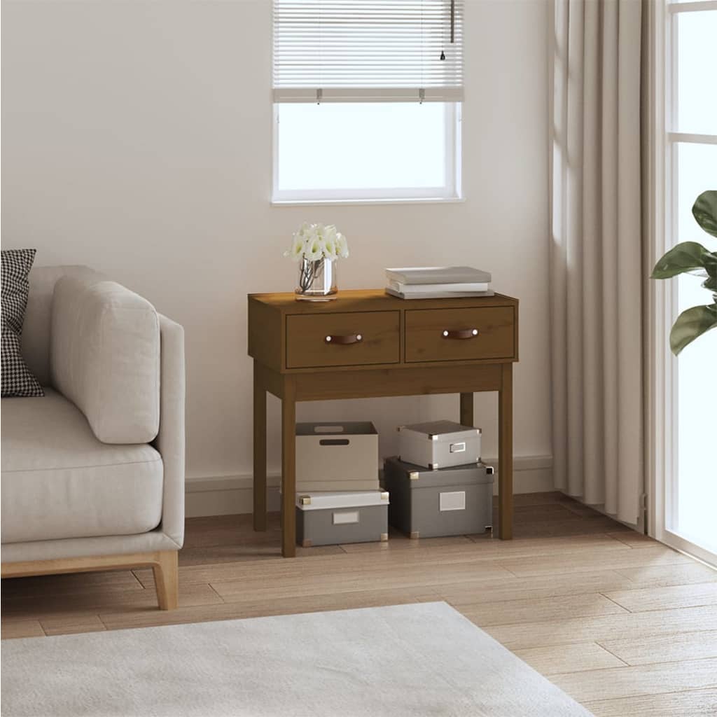 Berkfield Console Table Honey Brown 76.5x40x75 cm Solid Wood Pine