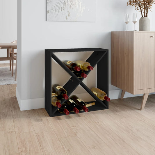 Berkfield Wine Cabinet Black 62x25x62 cm Solid Wood Pine