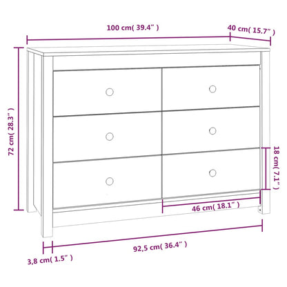 Berkfield Side Cabinet 100x40x72 cm Solid Wood Pine