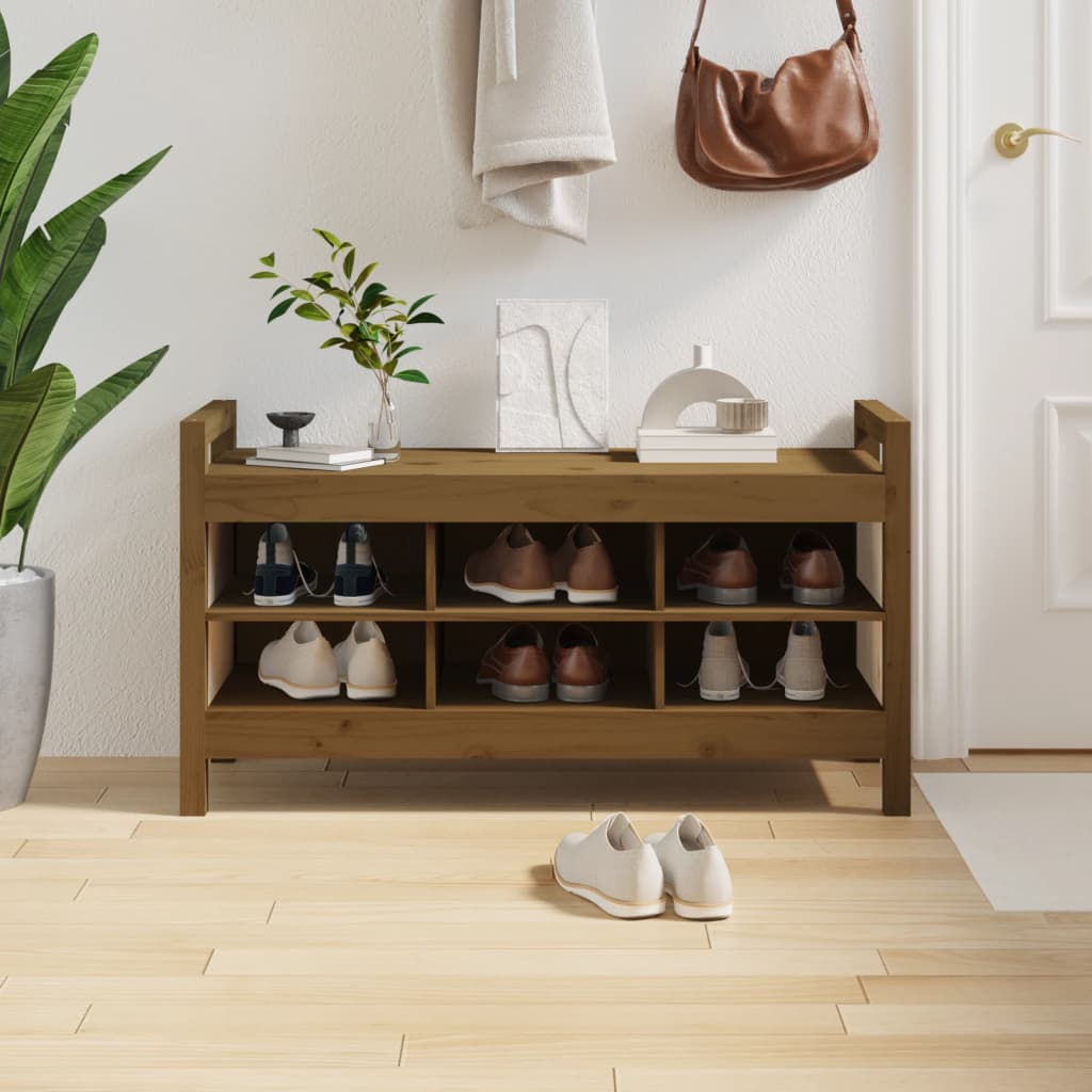 Berkfield Hall Bench Honey Brown 110x40x60 cm Solid Wood Pine