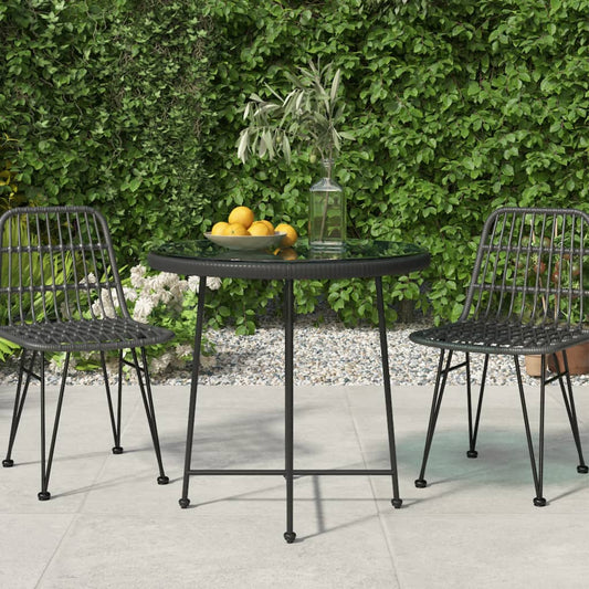 Berkfield Dining Table Black �_�”�_80 cm�_�__Tempered Glass and Steel