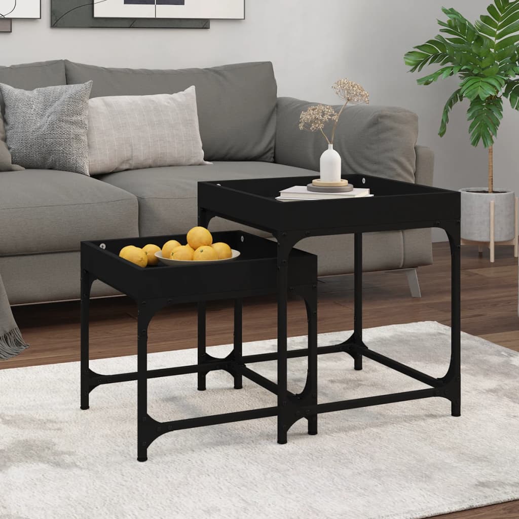 Berkfield Side Tables 2 pcs Black Engineered Wood