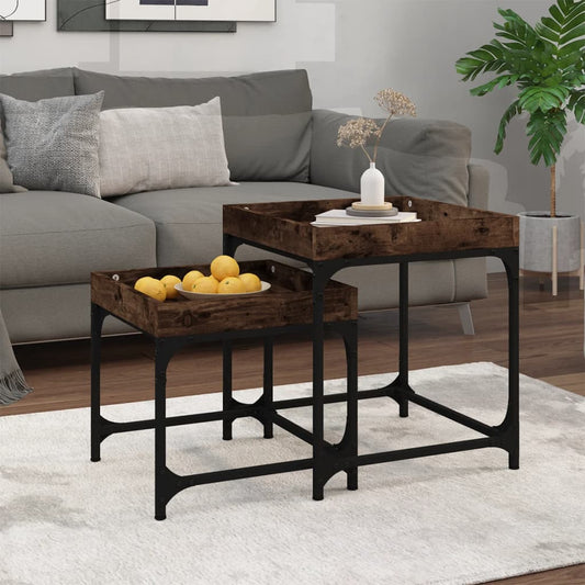 Berkfield Side Tables 2 pcs Smoked Oak Engineered Wood