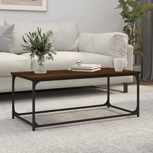 Berkfield Coffee Table Brown Oak 102x50x40 cm Engineered Wood and Iron