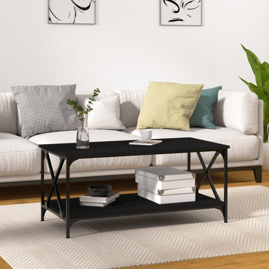 Berkfield Coffee Table Black 100x50x45 cm Engineered Wood and Iron