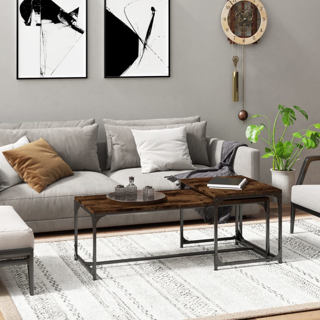 Berkfield Coffee Tables 2 pcs Smoked Oak Engineered Wood