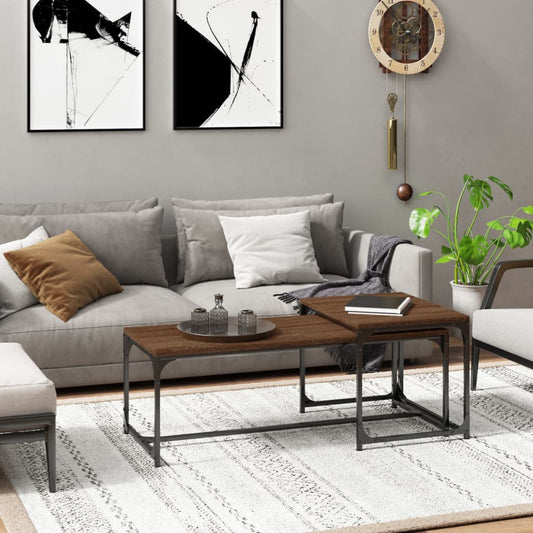 Berkfield Coffee Tables 2 pcs Brown Oak Engineered Wood