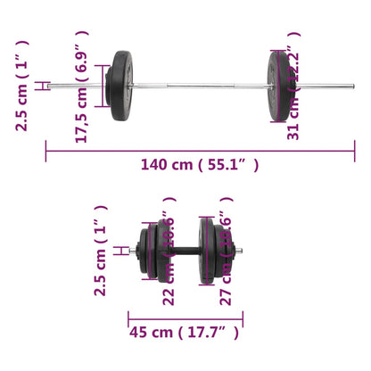 Berkfield Barbell and Dumbbell with Plates 60 kg