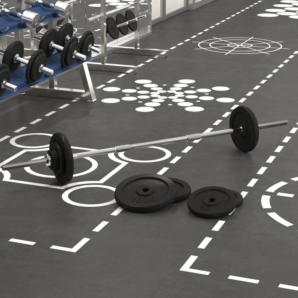 Berkfield Barbell with Plates 60 kg Cast Iron