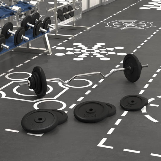 Berkfield Barbell with Plates 90 kg Cast Iron & Chrome Plated Steel