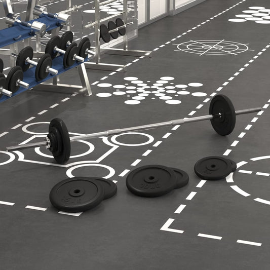 Berkfield Barbell with Plates 90 kg Cast Iron