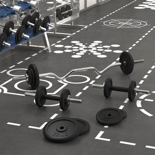 Berkfield Barbell and Dumbbell with Plates 60 kg Cast Iron