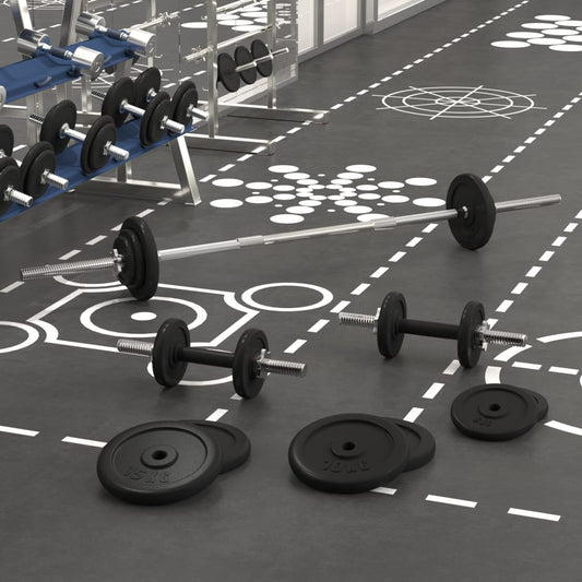 Berkfield Barbell and Dumbbell with Plates 90 kg Cast Iron