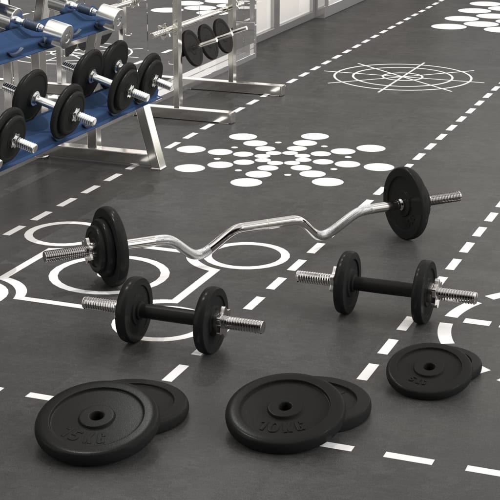 Berkfield Barbell and Dumbbell with Plates 90 kg Cast Iron