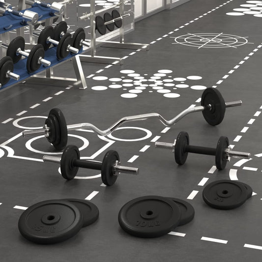 Berkfield Barbell and Dumbbell with Plates 90 kg Cast Iron