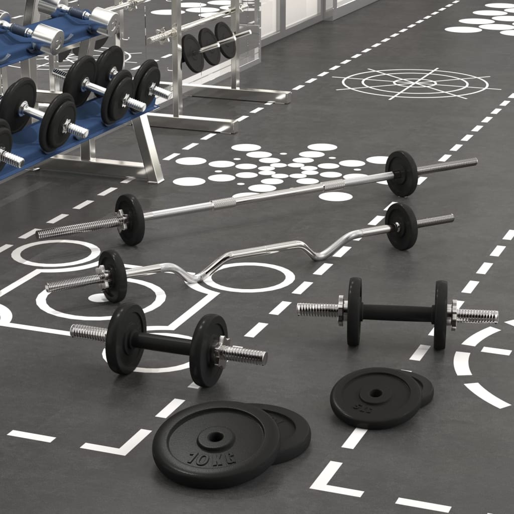 Berkfield Barbell and Dumbbell with Plates 60 kg Cast Iron