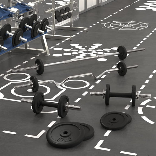 Berkfield Barbell and Dumbbell with Plates 60 kg Cast Iron