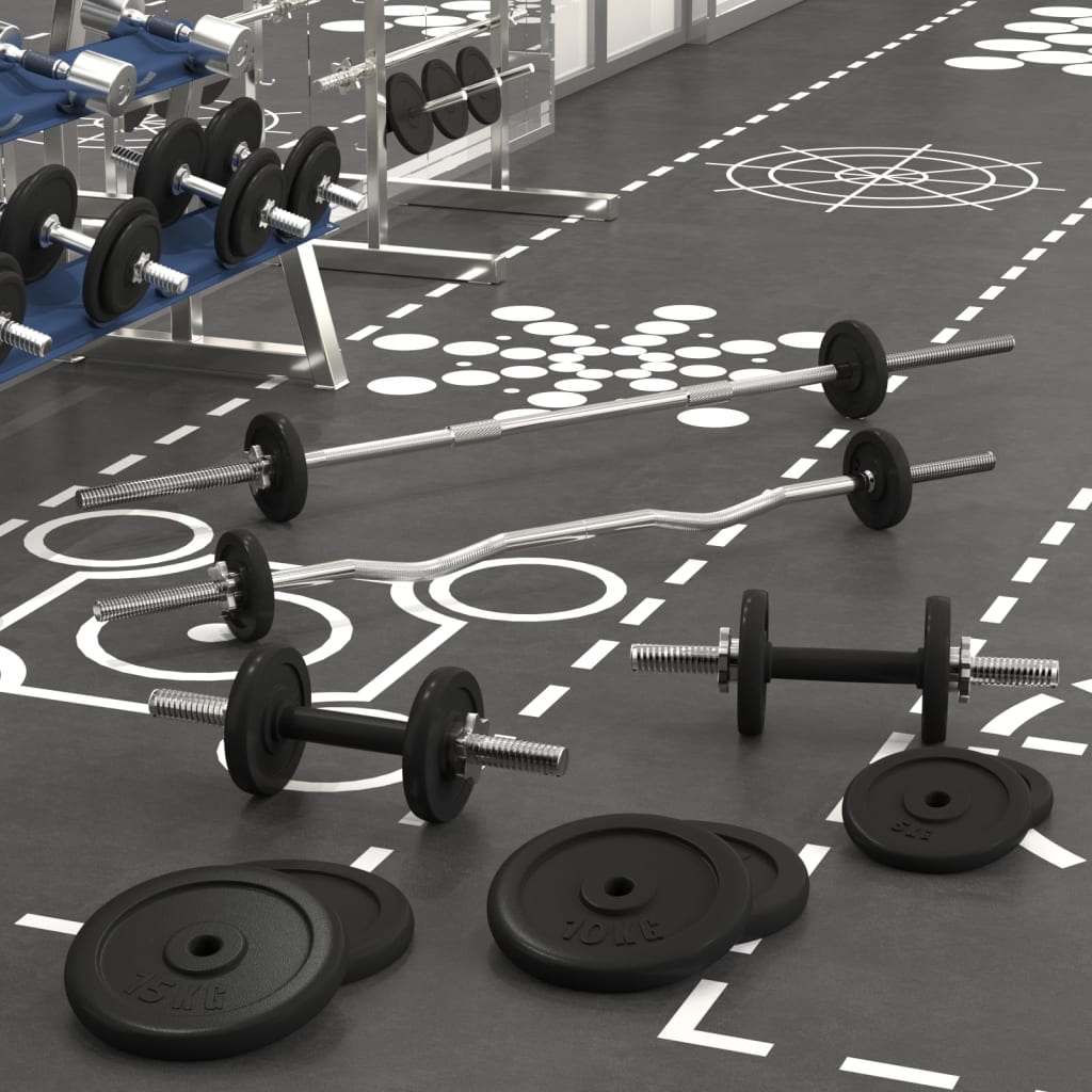 Berkfield Barbell and Dumbbell with Plates 90 kg Cast Iron