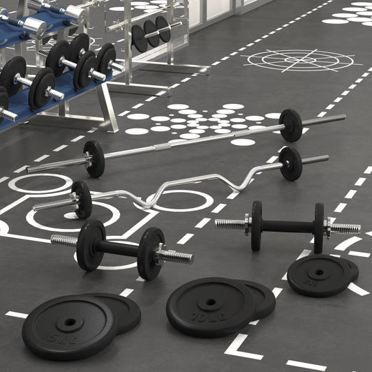 Berkfield Barbell and Dumbbell with Plates 90 kg Cast Iron