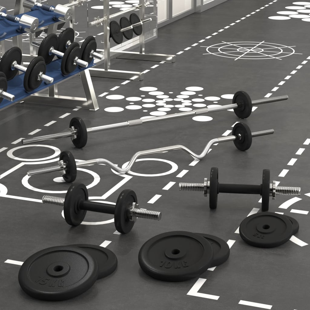 Berkfield Barbell and Dumbbell with Plates 120 kg Cast Iron