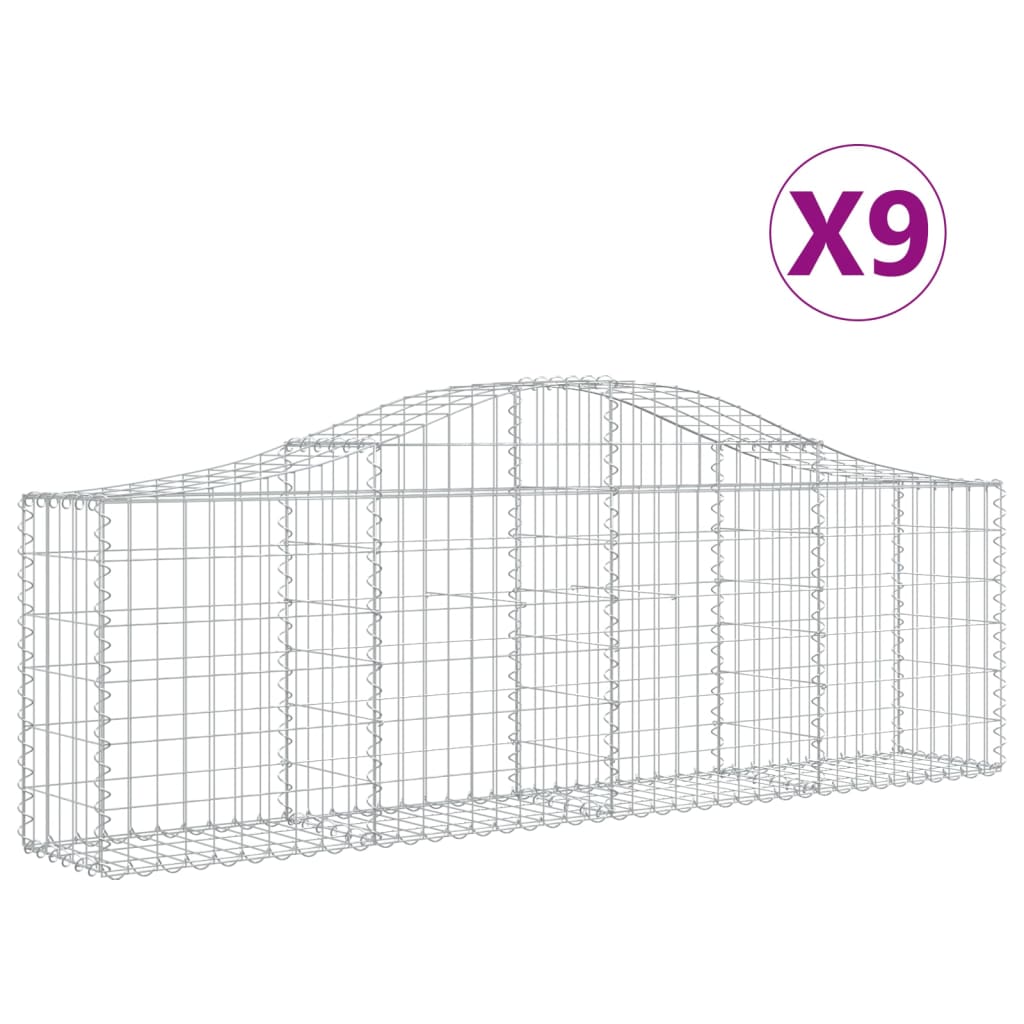 Berkfield Arched Gabion Baskets 9 pcs 200x30x60/80 cm Galvanised Iron