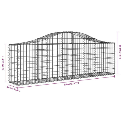 Berkfield Arched Gabion Baskets 9 pcs 200x30x60/80 cm Galvanised Iron