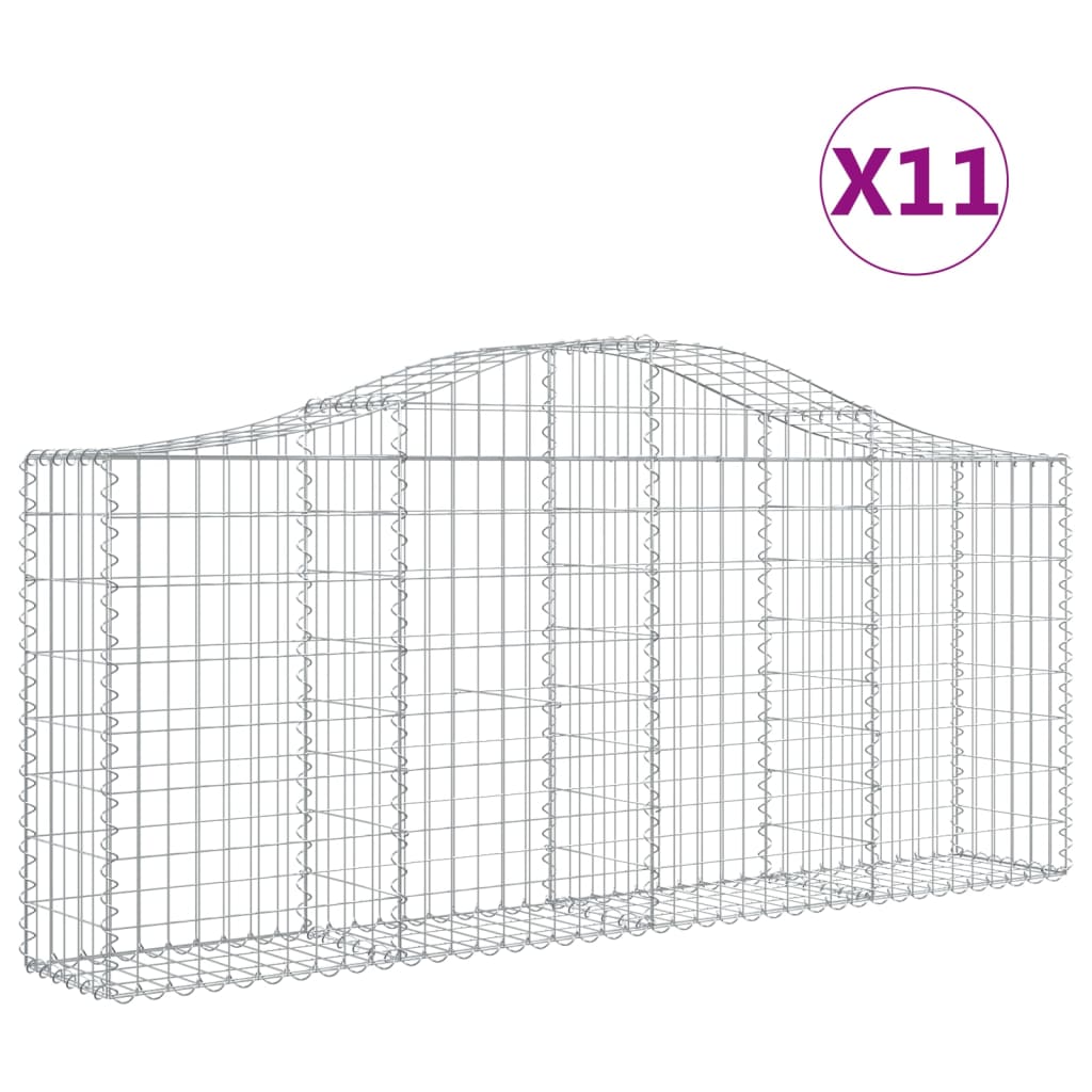 Berkfield Arched Gabion Baskets 11 pcs 200x30x80/100 cm Galvanised Iron