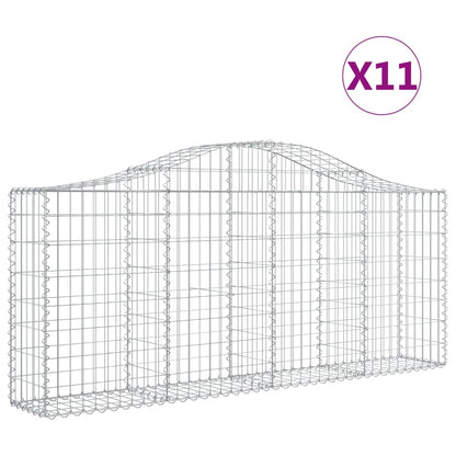 Berkfield Arched Gabion Baskets 11 pcs 200x30x80/100 cm Galvanised Iron