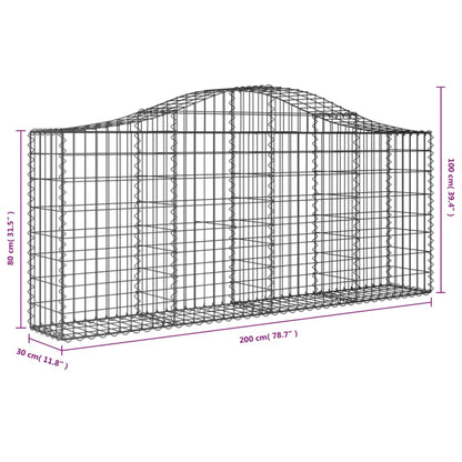 Berkfield Arched Gabion Baskets 11 pcs 200x30x80/100 cm Galvanised Iron
