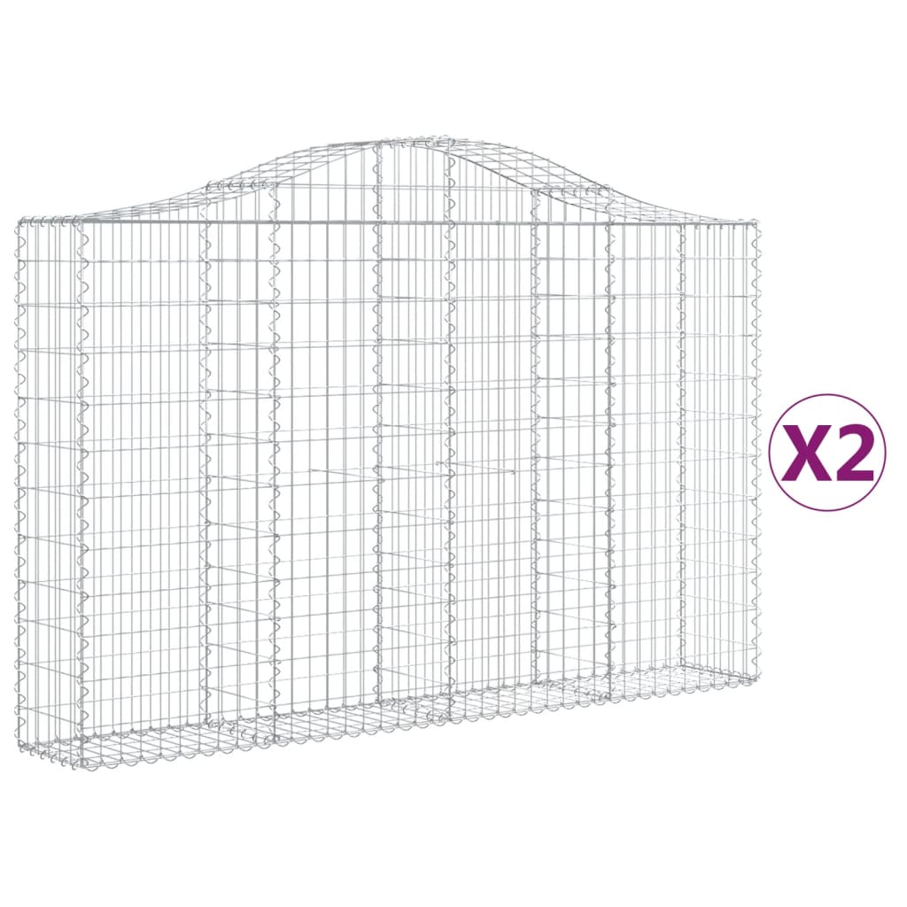 Berkfield Arched Gabion Baskets 2 pcs 200x30x120/140 cm Galvanised Iron