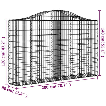 Berkfield Arched Gabion Baskets 2 pcs 200x30x120/140 cm Galvanised Iron