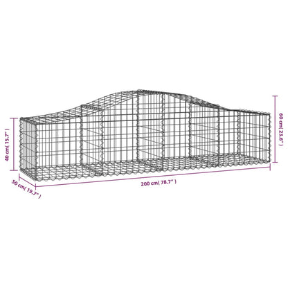 Berkfield Arched Gabion Baskets 2 pcs 200x50x40/60 cm Galvanised Iron