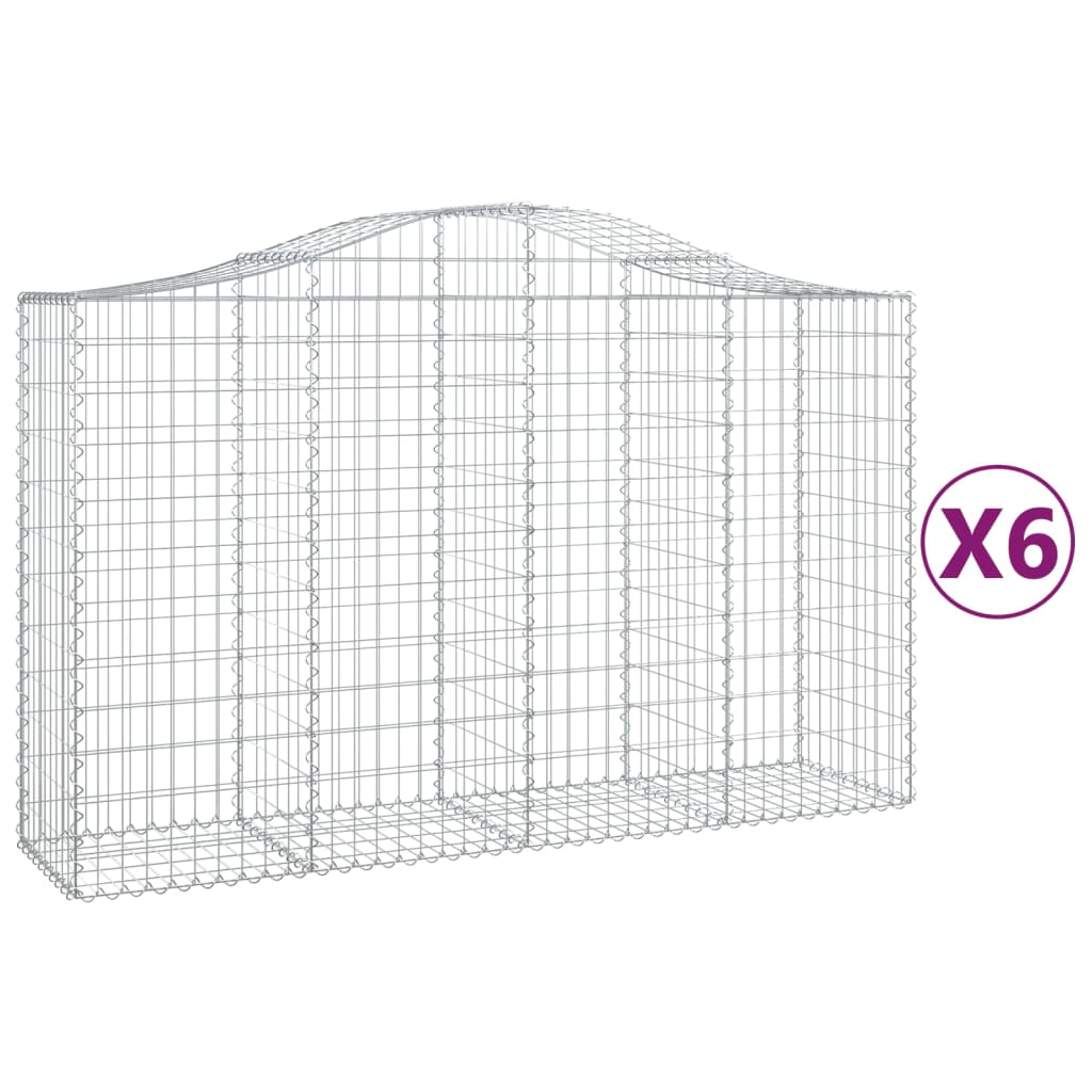 Berkfield Arched Gabion Baskets 6 pcs 200x50x120/140 cm Galvanised Iron