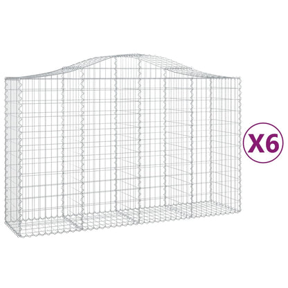 Berkfield Arched Gabion Baskets 6 pcs 200x50x120/140 cm Galvanised Iron