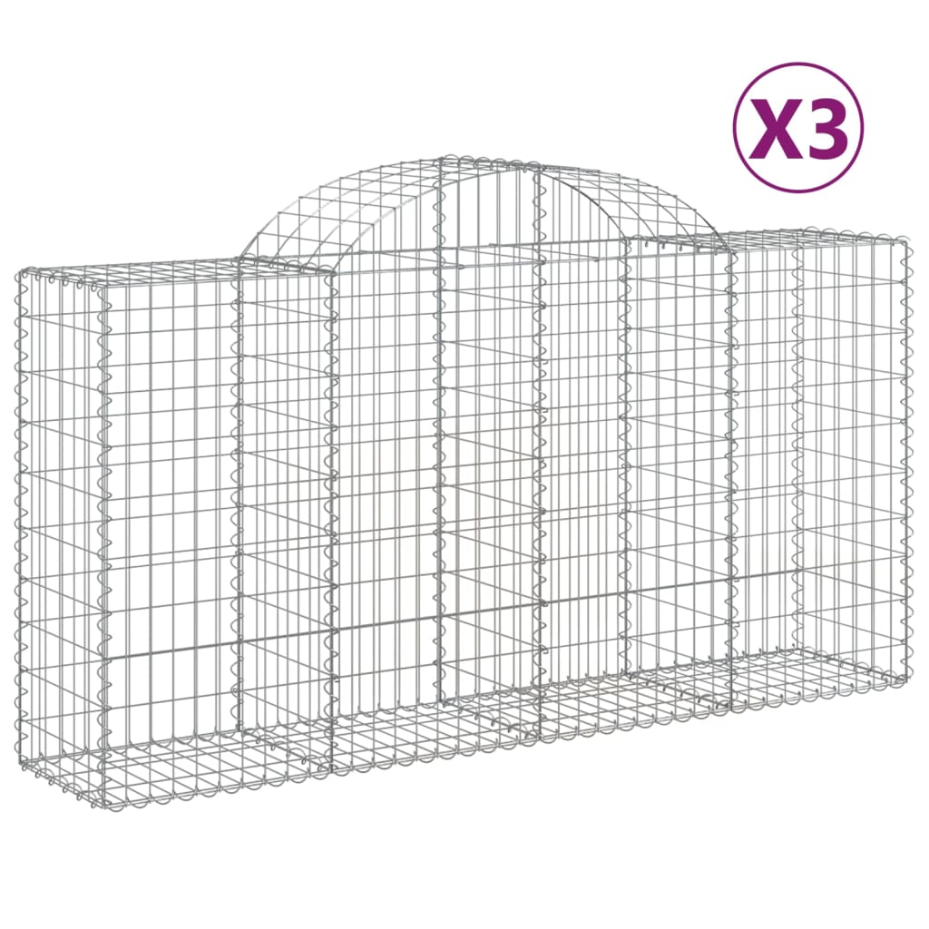 Berkfield Arched Gabion Baskets 3 pcs 200x50x100/120 cm Galvanised Iron