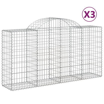 Berkfield Arched Gabion Baskets 3 pcs 200x50x100/120 cm Galvanised Iron