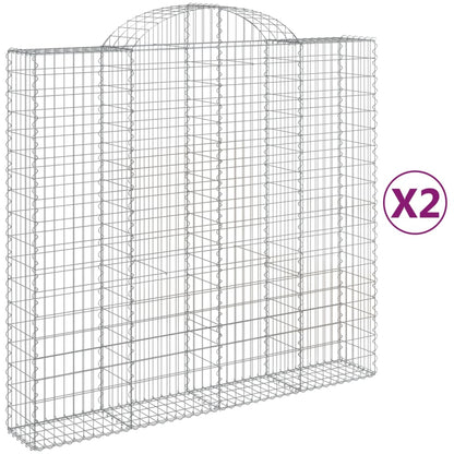Berkfield Arched Gabion Baskets 2 pcs 200x50x180/200 cm Galvanised Iron