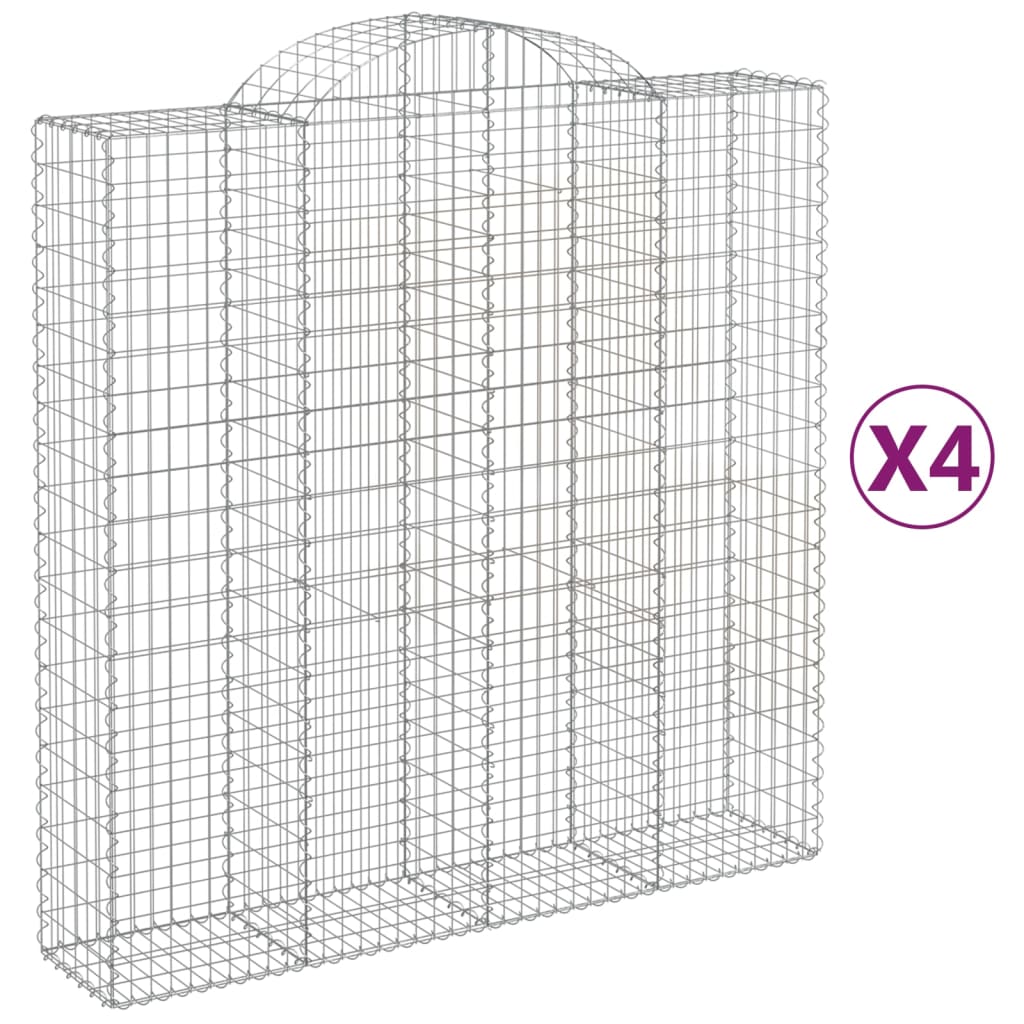 Berkfield Arched Gabion Baskets 4 pcs 200x50x200/220 cm Galvanised Iron