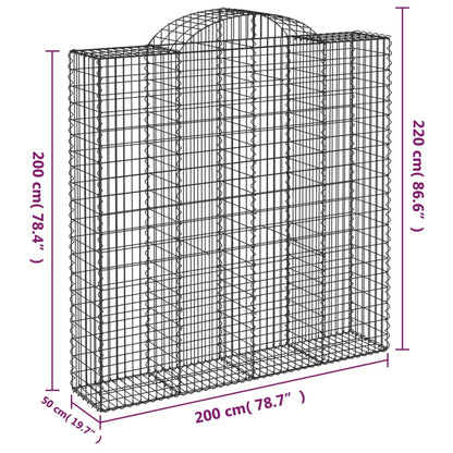 Berkfield Arched Gabion Baskets 4 pcs 200x50x200/220 cm Galvanised Iron
