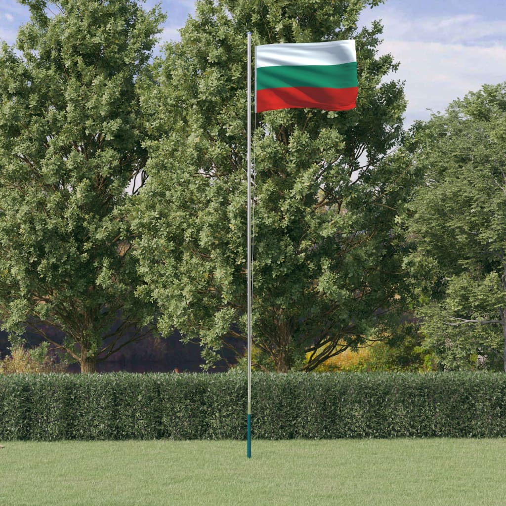 Berkfield Bulgaria Flag and Pole 6.23 m Aluminium