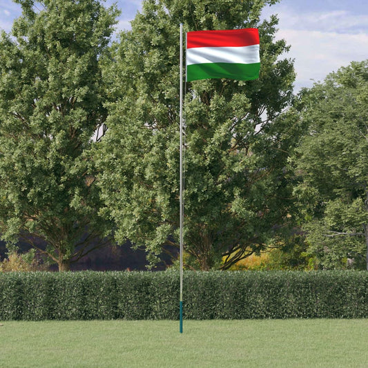 Berkfield Hungary Flag and Pole 6.23 m Aluminium