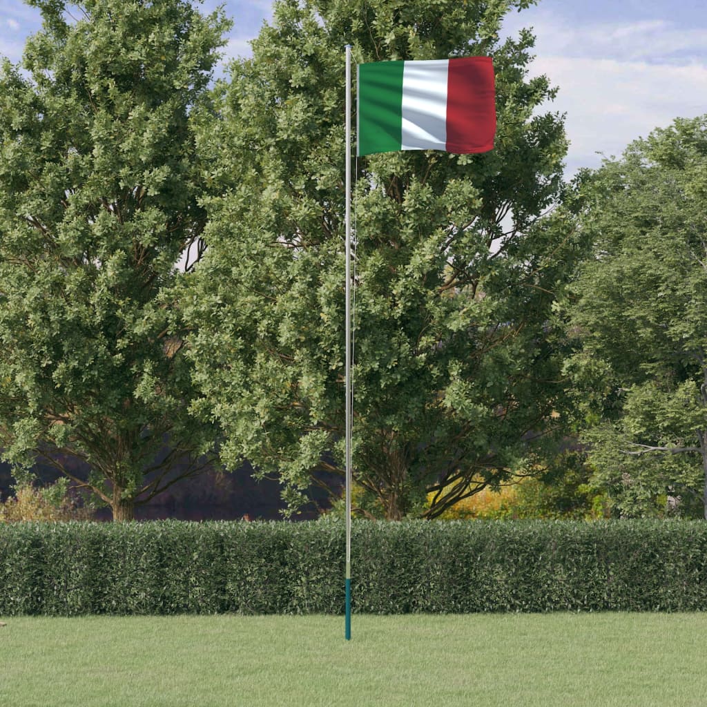 Berkfield Italy Flag and Pole 6.23 m Aluminium