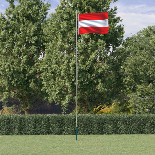 Berkfield Austria Flag and Pole 6.23 m Aluminium