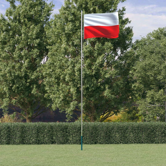 Berkfield Poland Flag and Pole 6.23 m Aluminium