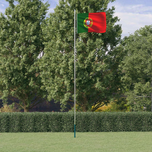 Berkfield Portugal Flag and Pole 6.23 m Aluminium